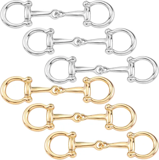 6pcs Horsebit Silk Scarf Ring, Metal Silk Scarves Buckles for Women, Simple Horsebit Shawl Clips Scarf Slide Clasp Ring for Cloth Wrap Dress- Gold & Silver