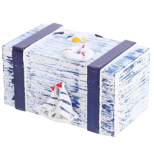 Small Treasure Chest Vintage Wooden Jewelry Box Handcrafted Nautical Keepsake Wooden Box for Trinket - Pirate Treasure Chest