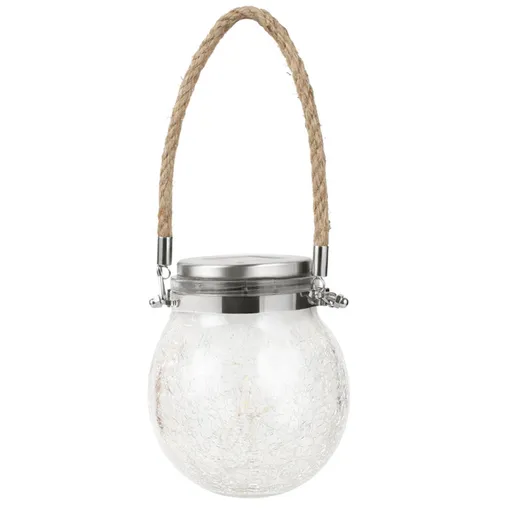 Hanging Solar Light Thickened Crackle Glass Style Waterproof Smar Sensor Hanging Solar Lantern for Garden Yard Pathway