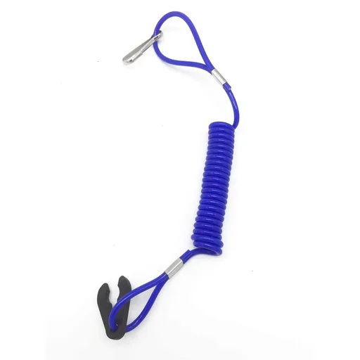 Motor stop switch and safety rope, emergency shutdown switch for motorboats, blue pull rope for shutdown rope