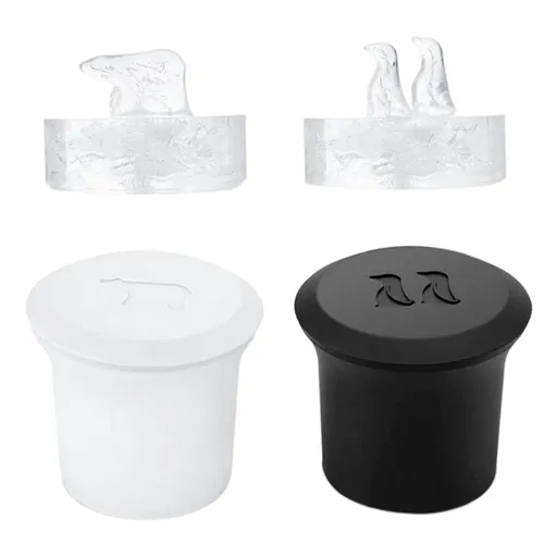3D Silicone Ice Cube Trays, 2PCS Polar Bear Penguin Shape Ice Cube Molds, Ice Cube Trays Molds for Whiskey Drinking Making