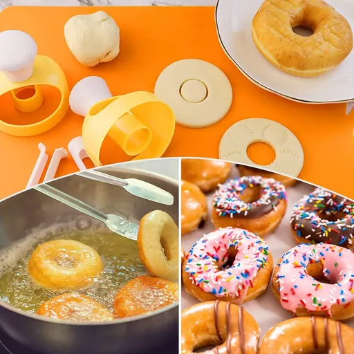 2 Pack Plastic Donut Cutters with Dipping Pliers Doughnut Mould Doughnut Maker DIY Doughnut Baking Tool Non-Stick Donut Mould