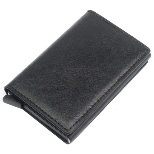 RFID Blocking Leather Card Wallet with Money Clip for Men Credit Holder - Black