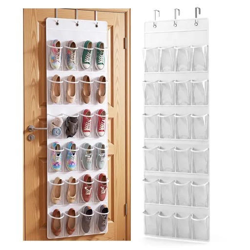 Artiss Over Door Shoe Organiser Storage X2 6-Tier Pantry Hanger 24 Pockets White
