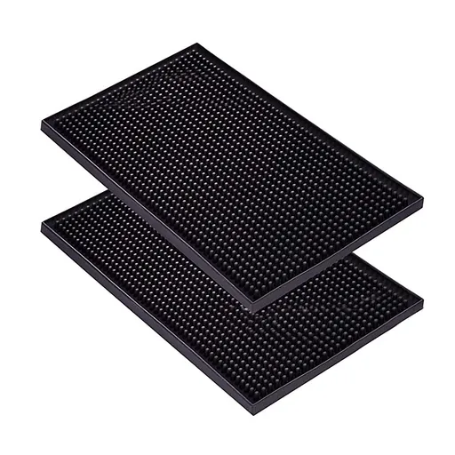 Bar Mat PVC Heat Insulation Drain Pad Black Bar Countertop Spill Mat for Bar Kitchen Restaurant Hotel