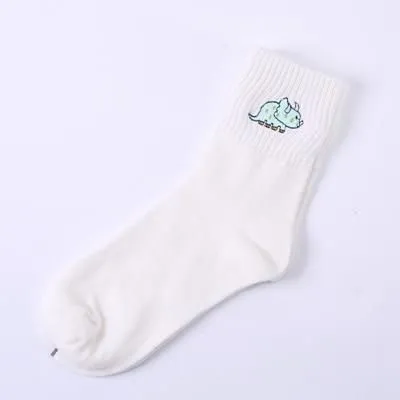 House Of Dasein Little One Dino Sockies - White Triceratops
