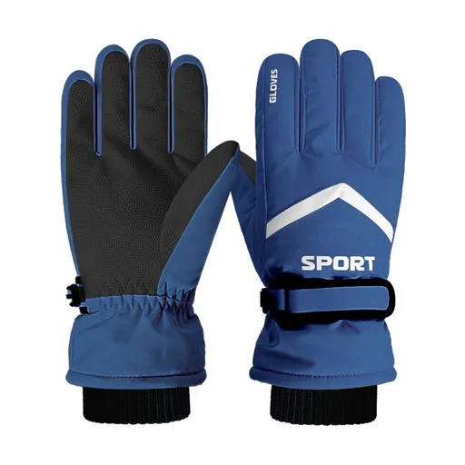 Winter men's and women's windproof and cold proof velvet warm gloves,Men's blue