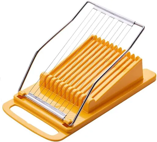 Luncheon Meat Slicer, Egg Cutter, Fruit Soft Cheese Slicer, Strengthened Stainless Steel Cutting Line, 10 Slices Evenly Cut，Original Box,Yellow