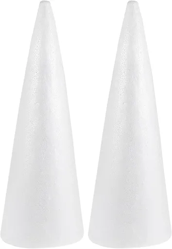 2pcs Foam Cones Christmas Tree Cones for DIY Modeling Craft Floral Arranging Supplies (38x13.5cm)