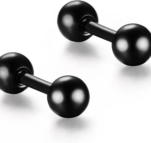 Titanium Steel Ball Stud Earrings Barbell Cartilage Tragus Helix Ear Piercing For Men Women, Black