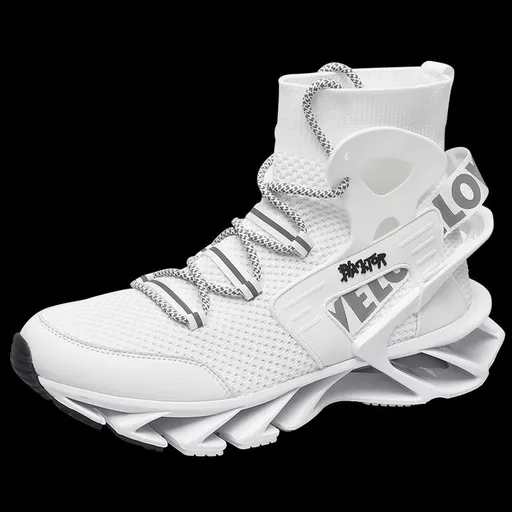Men'S Casual Shoes Blade Style Shoes Breathable Sports Shoes Shock Absorbing - White - Size 45