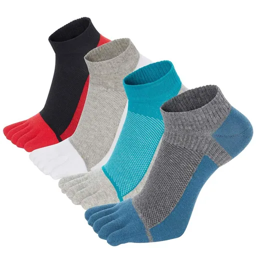 Toe Socks for Men Women Ankle Cotton Five Fingers Socks Low Cut Athletic Running Socks 4 Pairs Size