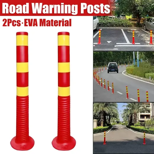2PCS Road Warning Post Flexible Traffic Bollard Reflective Parking Driveway
