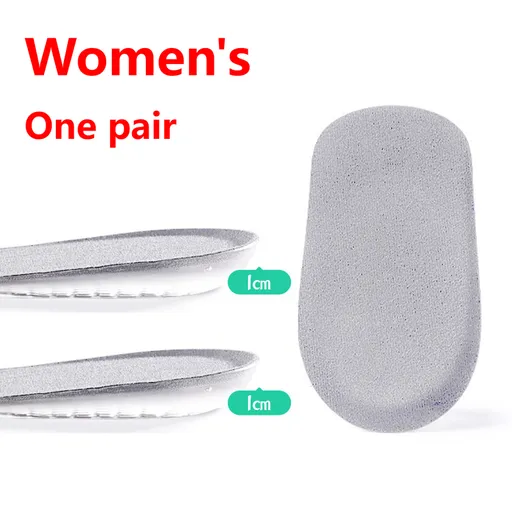 Women's Silicone Invisible Height-Increasing Heel Insoles, Comfort Elevator Half Insoles for Sneakers—1 cm Height—Gray
