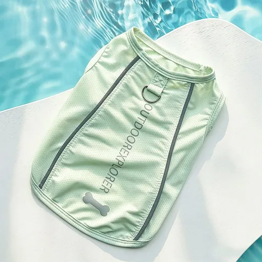 Pet Cooling Vest Dog Cat Summer Breathable Ice Silk Summer Cool Mint Green Reflective Ice Silk Vest 6XL (Chest 78cm, Weight 40-55 jin)