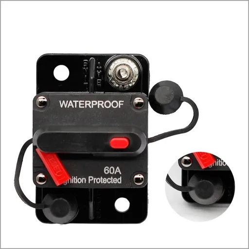 Car yacht RV protector manual self recovery 30A-300A power switch fuse seat sound circuit breaker， Large, Black