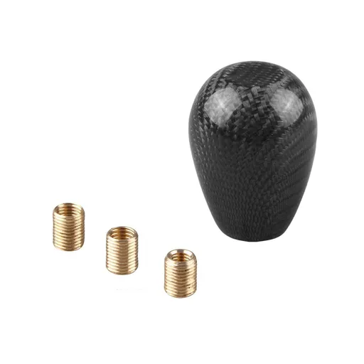 Carbon Fiber Shift Knob with Adapters, Black Oval Ball Stick Shifter Knobs Compatible with Infiniti etc（Smooth Surface）