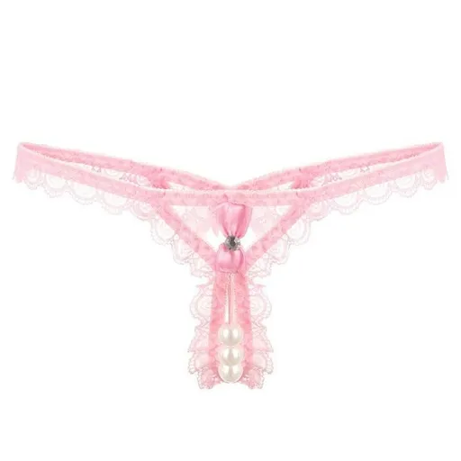FanTing Nylon Open Crotch G-string Women Underwear Pink Free size