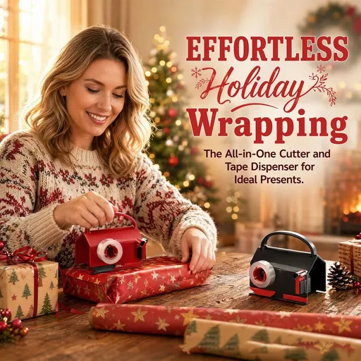 Gift Wrapping Paper Cutter Portable Wrap Dispenser Cutting Tool For Christmas Present Packaging-red