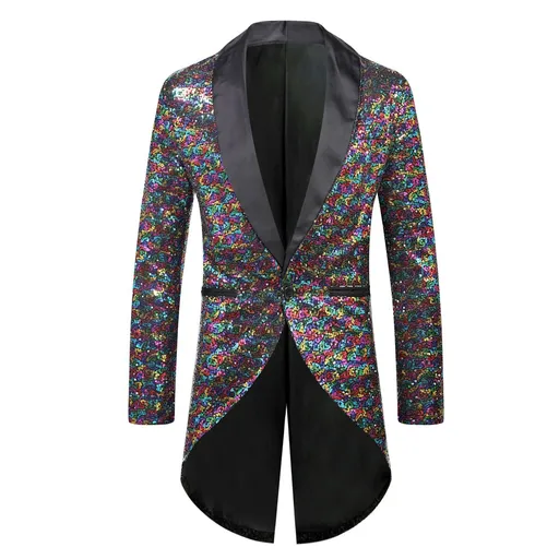 Men Sequin Suit One Button Casual Polyester Color L
