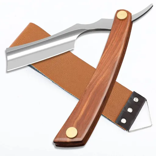 Straight Razor with Strope - Professional Straight Edge Barber Razor Premium Stainless Steel Shaver Razor with Shaving Strop