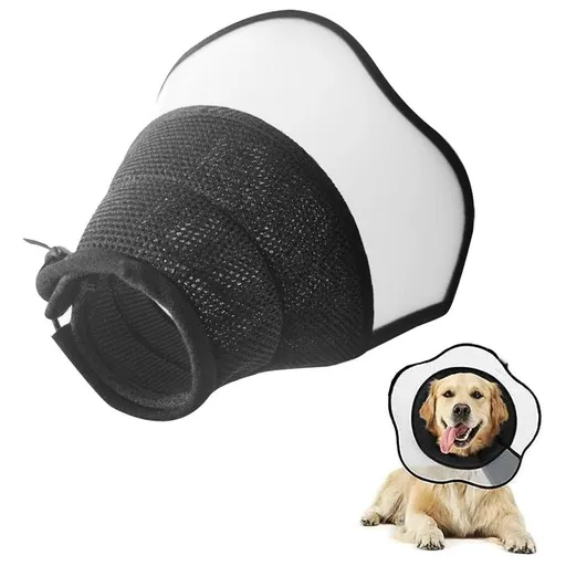Pet Dog Cone Collar Soft Neck Collar Adjustable Pet Elizabethan Collar Black - XL