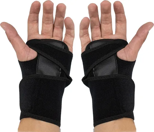 2-Piece Left and Right Wrist Brace Set with Built-In Splints, Adjustable Black Carpal Tunnel Supports