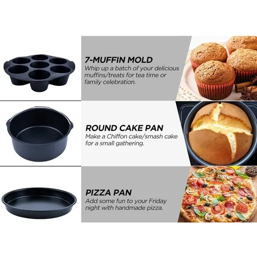 12pcs Air Fryer Accessories Pizza Tray Grill Toast Rack Insulation Pad Home Kitchen Parts Air Fryer Grill