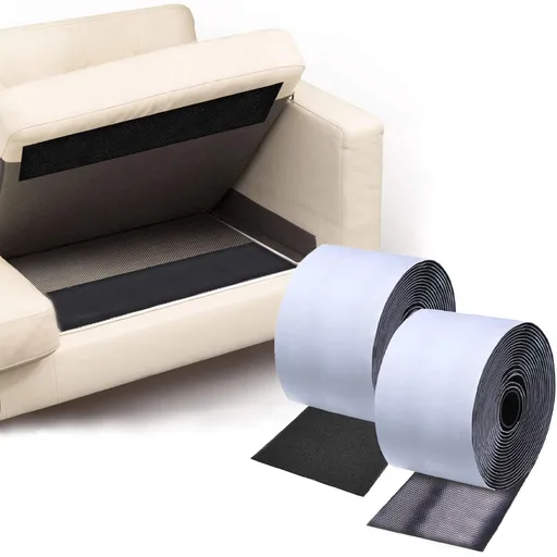 2pc Feet Black Heavy Duty Hook and Loop Tape Adhesive,Prevent Sofa Cushions, Cushions,After use Anti Non Slip