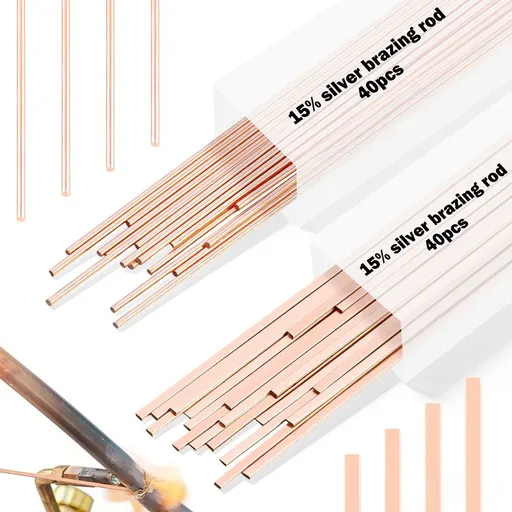 80 Pieces Silver Brazing Rods with Phosphor Bronze, Smooth Flow, Enhanced Capillary Action, for Copper and Plumbing