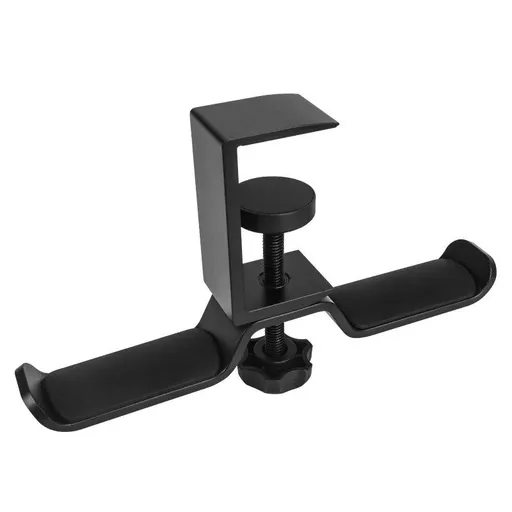 2 pcs Under Desk Dual Headphone Hanger, Metal Headset Stand Gaming Earphone Holder Universal Clamp on Desk Hanger Hook