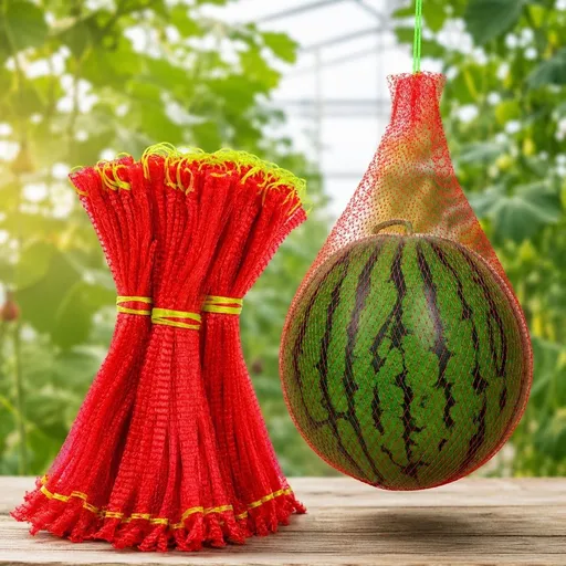 MODANU 100Pcs Melon Hammock Watermelon Nets, 13.78inch/35cm Heavy Duty Watermelon Net for Garden Melon Net for Trellis Vertical Garden Growing, Honeydew Melon Nets with Drawstring