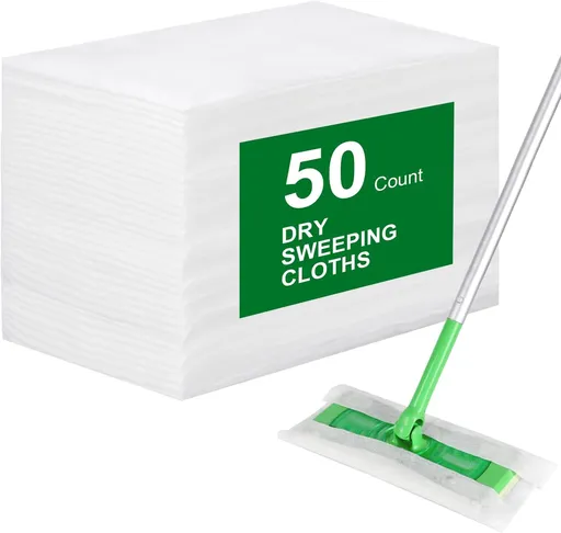 Dry Sweeping Cloths for Swiffer Sweeper Mop - 50 Count Disposable Dry Mop Refills Pad for Floor Mopping & Cleaning - Hardwood Floor Mop Cleaner Cloth Refill, Unscented (Mop is not Included)