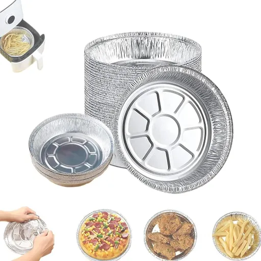Reusable Aluminum Foil Air Fryer Liners, Non-Stick Round Oil-Proof Liners with Edge Binding for Air Fryer, Steamer Basket, Instant Pot, Oven & Grill