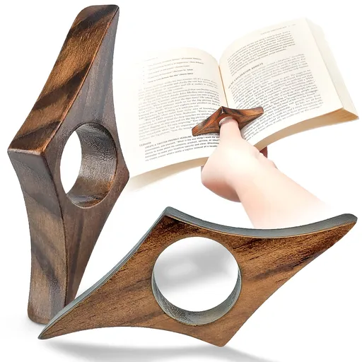 Book Page Holder - Walnut Book Page Holder - Book Accessories - Convenient Reading Accessories for Readers (S+M)