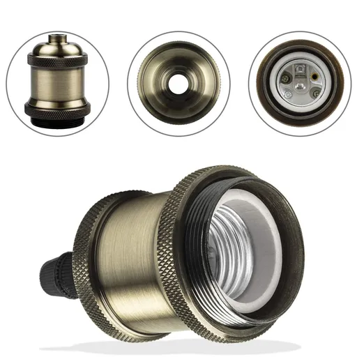 E27 Vintage Lamp Socket, Pendant Lamp Holder, Light Sockets Replacement, Antique Look for Industrial, Decorative, DIY Lighting