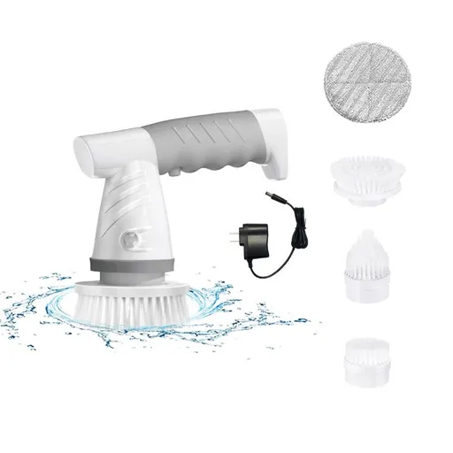 Electric Spin Scrubber, Bathroom Shower Electric Scrubber for Cleaning Tub/Tile/Floor/Sink/Window, Power Cleaning Brush Rechargeable Cordless with 4 Replaceable Cleaner Brush Heads