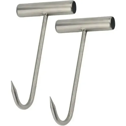 T-Handle Meat Hook Stainless Steel 2 Pack for Butchers Restaurants Smoking Grilling Food Preparation