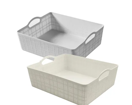bulk 18 Rect Storage Basket w Handle 2 Asst 34cm