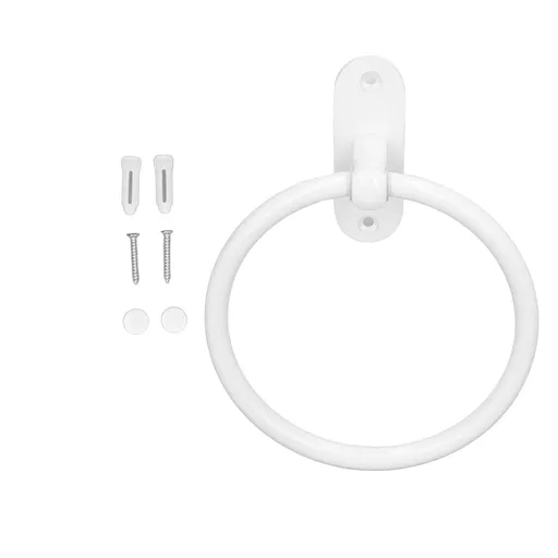 Bathroom Towel Holder Aluminium Alloy Space Saving White Elegant Style Washroom Hand Towel Rings for Hotel