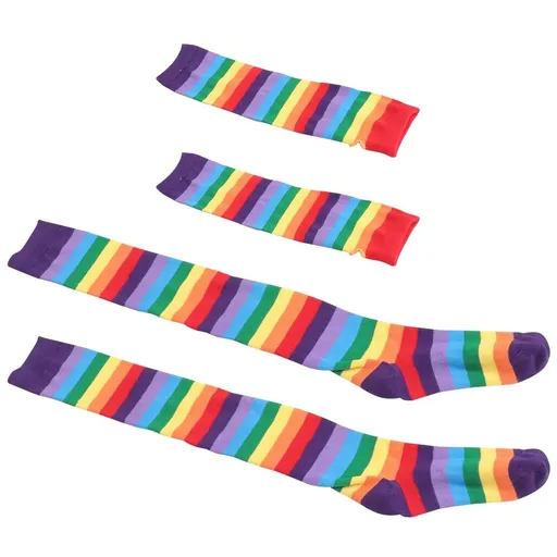 Colorful Stretchy Leg Warmers and Fingerless Gloves Set, Cozy Winter Accessories for Women and Men, Comfortable Fit