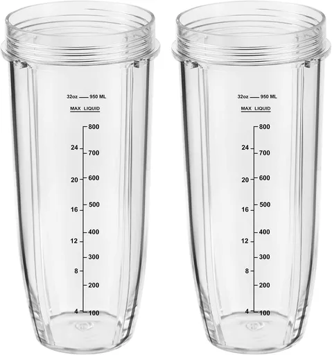 Replacement Part for Nutri Ninja Blender 2-Pack 32oz Replacement Cups Compatible with Nutri Ninja Auto-iQ Series Blenders