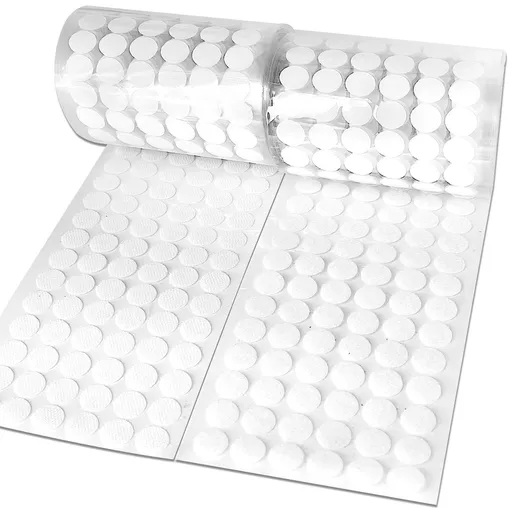 Self Adhesive Dots,600pcs(300 Pairs) 0.59" Diameter Strong Sticky Round Nylon Dots, Hook and Loop Dots with Adhesive