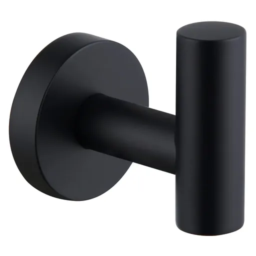 Bathroom Towel Hook Matte Black, Stainless Steel Shower Towel Holder, Kitchen Towel Hanger, Round Robe Hook for Wall