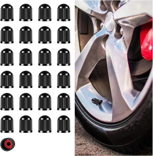 25PCS Tire Valve Stem Caps, Airtight Seal Stem Covers with O Rubber Ring, Car Tire Valve Dustproof Caps, Plastic Valve Stem Caps, Universal Accessories for Car SUV Bicycle Truck