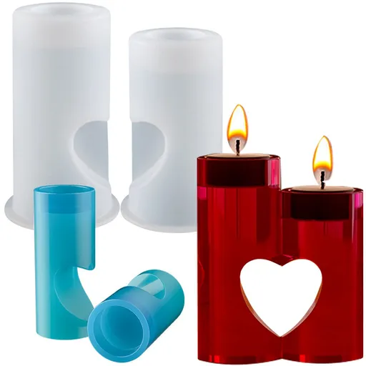 Tealight Candle Holder Resin Molds, Heart Candlestick Epoxy Casting Silicone Molds for DIY Candle Vessels Craft Decoration
