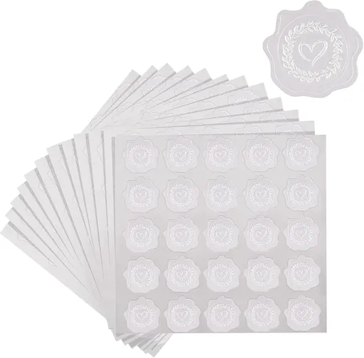 Heart Envelope Seals, Silver Embossed Wax Seal Looking, 300Pcs Wedding Envelope Stickers, Self-Adhesive Silver Foil Stamps for Wedding Invitation Card Bridal Shower Party Favors