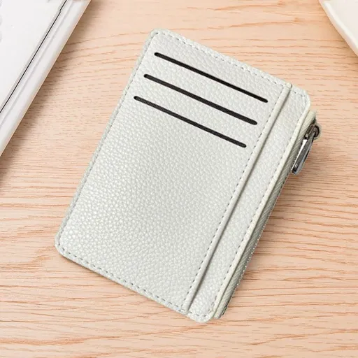 2Pcs 6 Slots Large Capacity Zipper Card Holder,Waterproof & Scratch Resistant,Compact-white