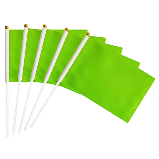 50 Pack Green Small Mini Flags On Sticks,Hand Held Solid Green DIY Graffiti Flag,Party Events Celebration,School