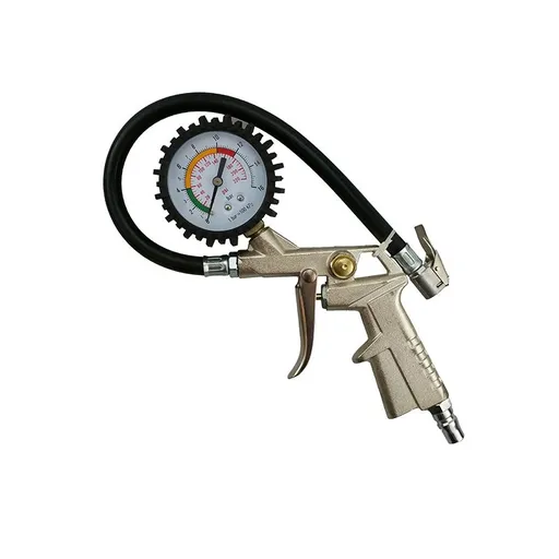 2-1/2" Dial Wheel Inflator Gage with Straight Brass Lock-on Chuck Compatible with Air Pump Compressor for RV Car Motorcycle Bike